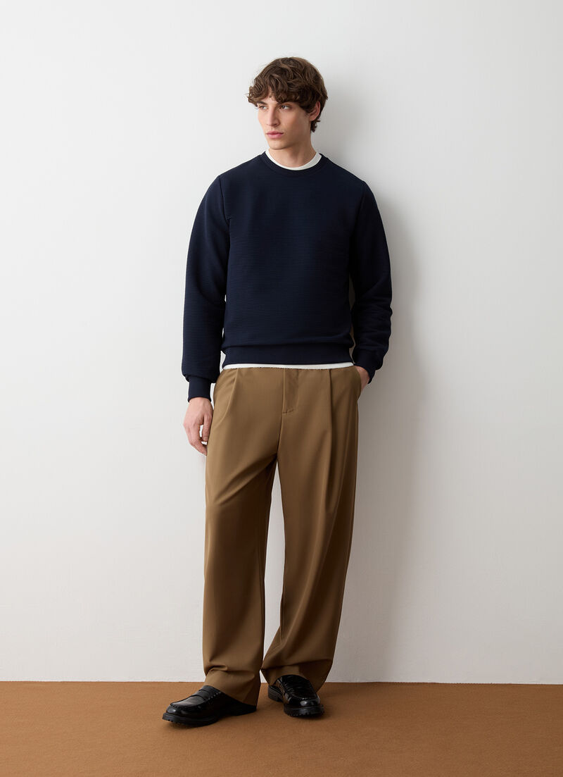 Crew-neck ribbed ottoman sweatshirt