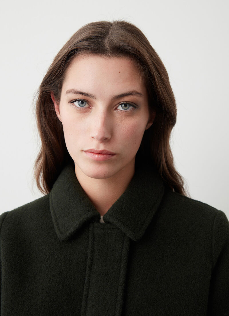 Wool baize coat with zip