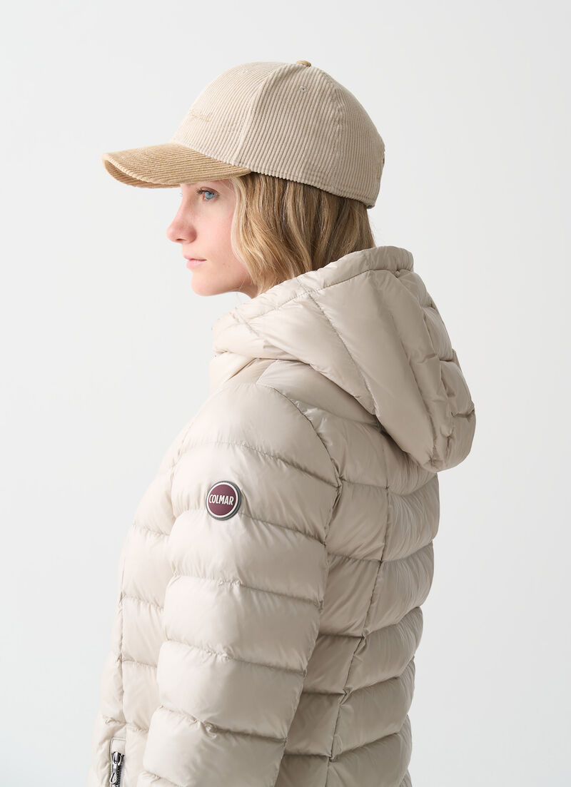 Hooded A-line down jacket