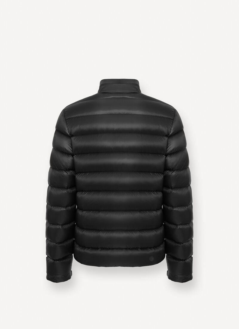 Glossy down jacket with multiple pockets