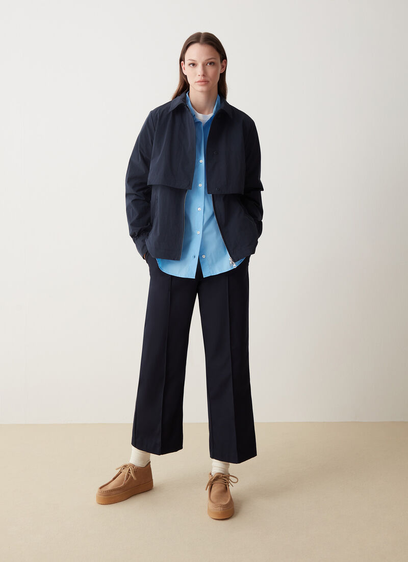 Glossy cotton-look fabric jacket