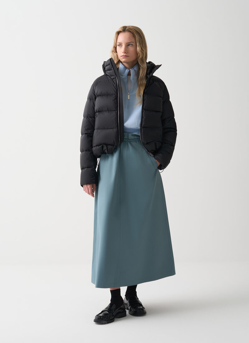 Down jacket with detachable hood