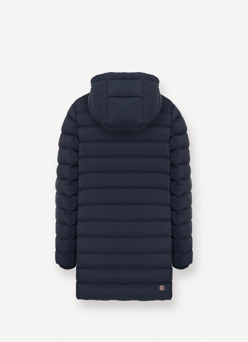 Quilted down jacket with side slits