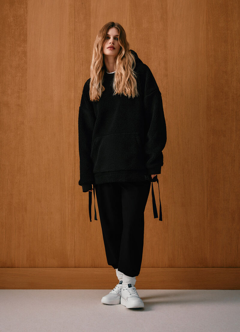 Teddy maxi-sweatshirt with hood