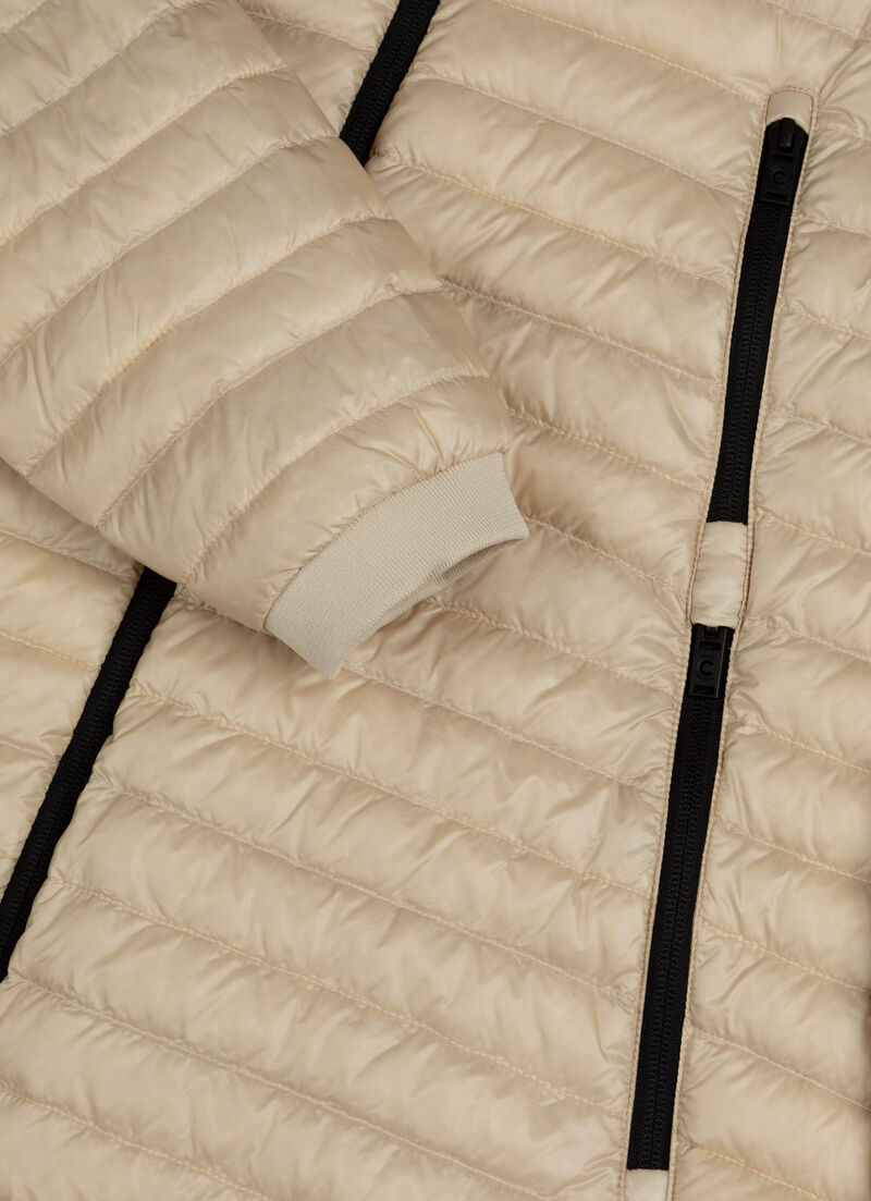 Long quilted recycled fabric jacket