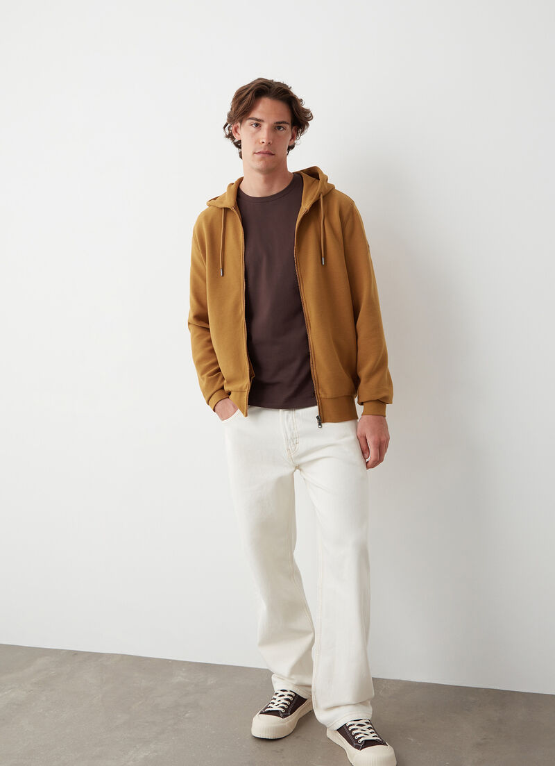 Ottoman-effect hooded sweatshirt