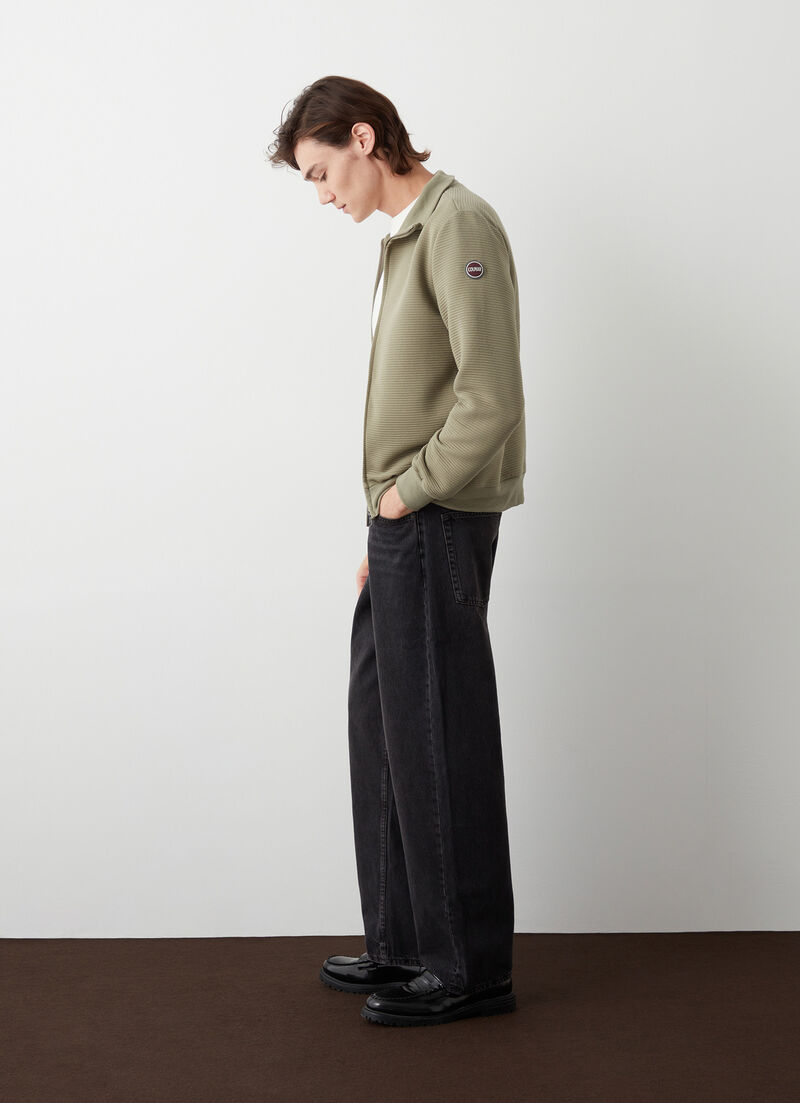 Ribbed ottoman sweatshirt with zip