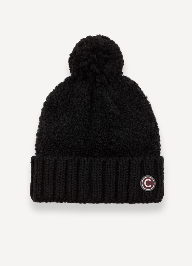 Women’s bouclé hat with pom-pom