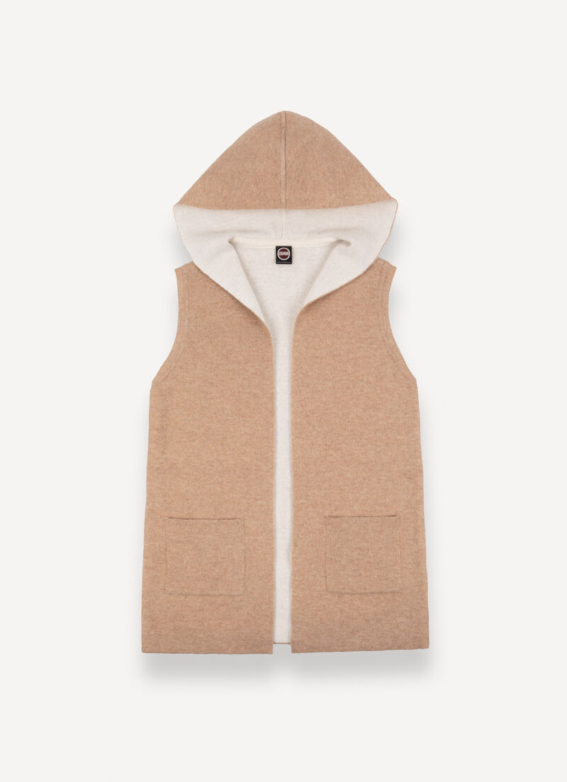 Open two-tone wool baize vest