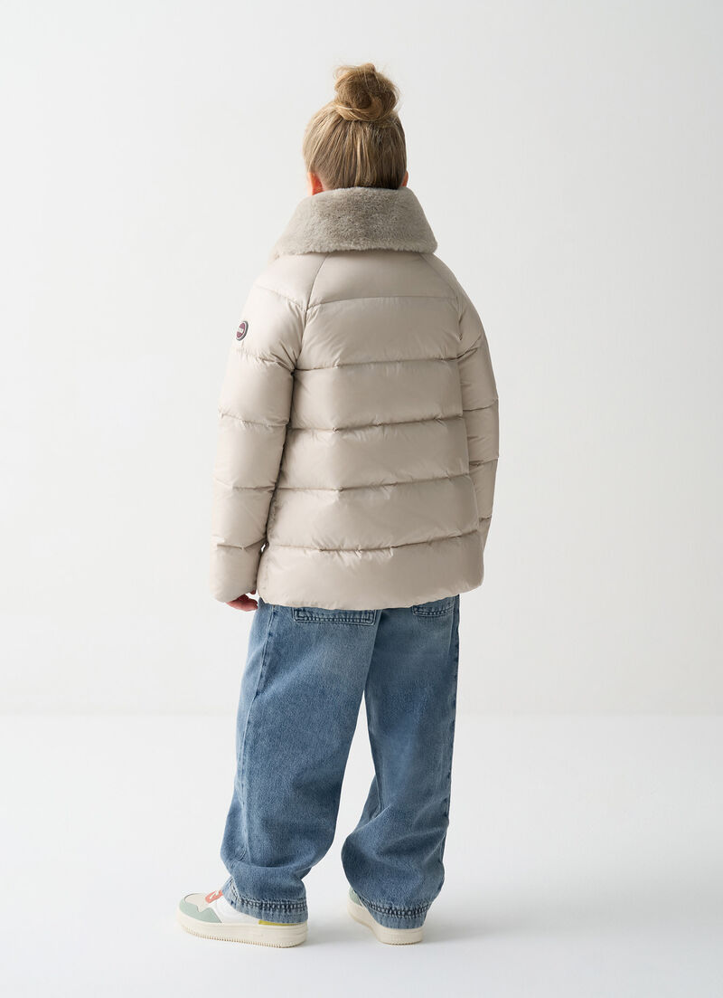 Down jacket with fur collar