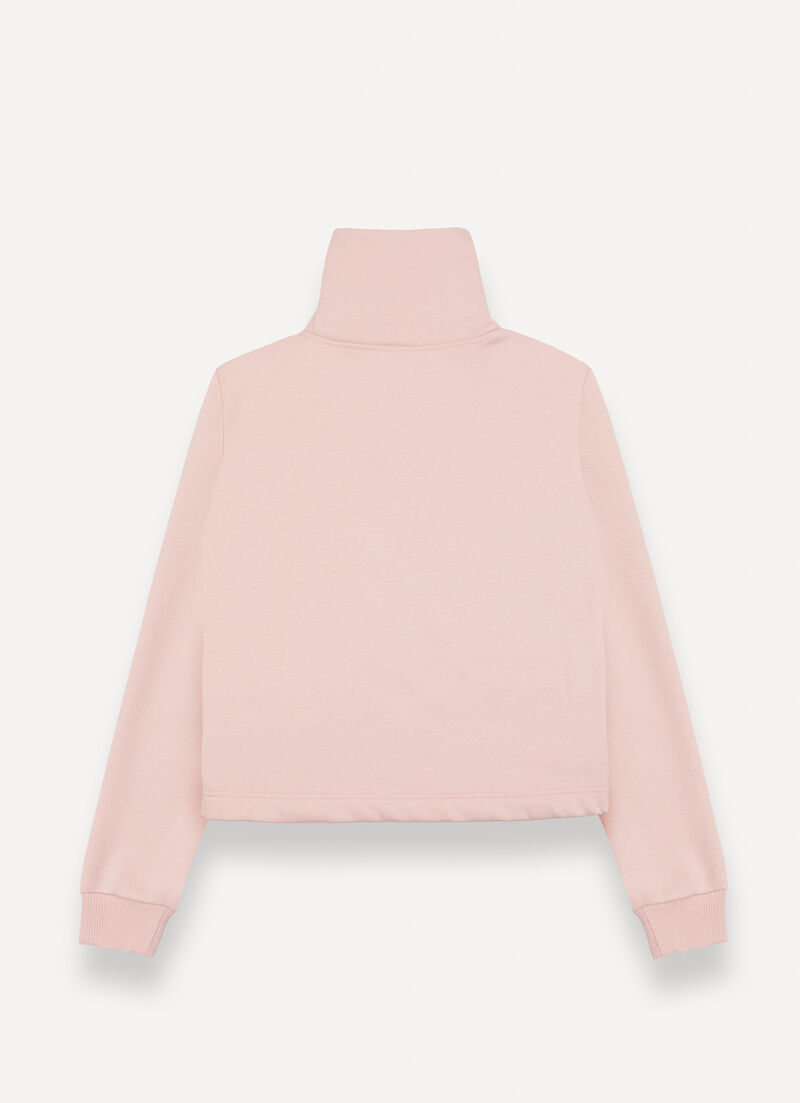 High-neck sweatshirt with side slits