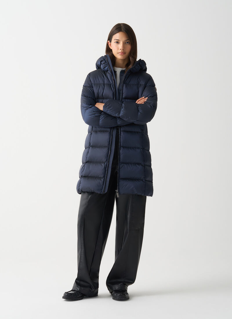 Long down jacket with hood