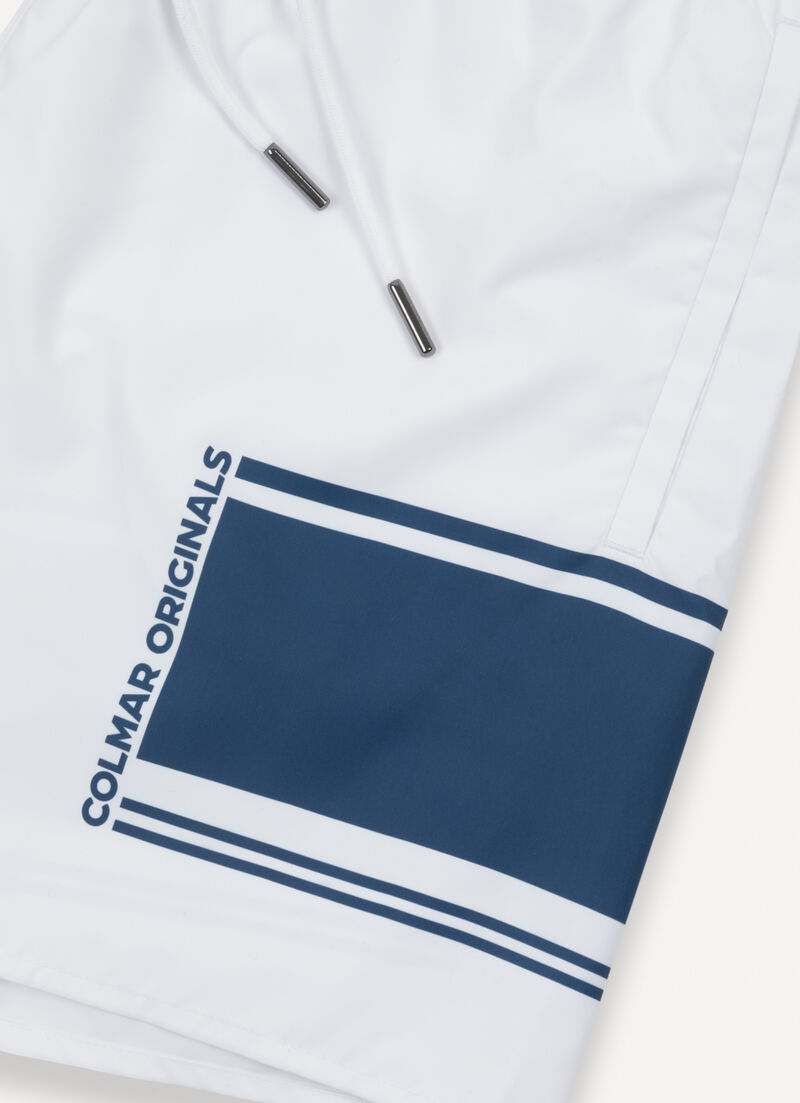 Swimsuit with interblock print