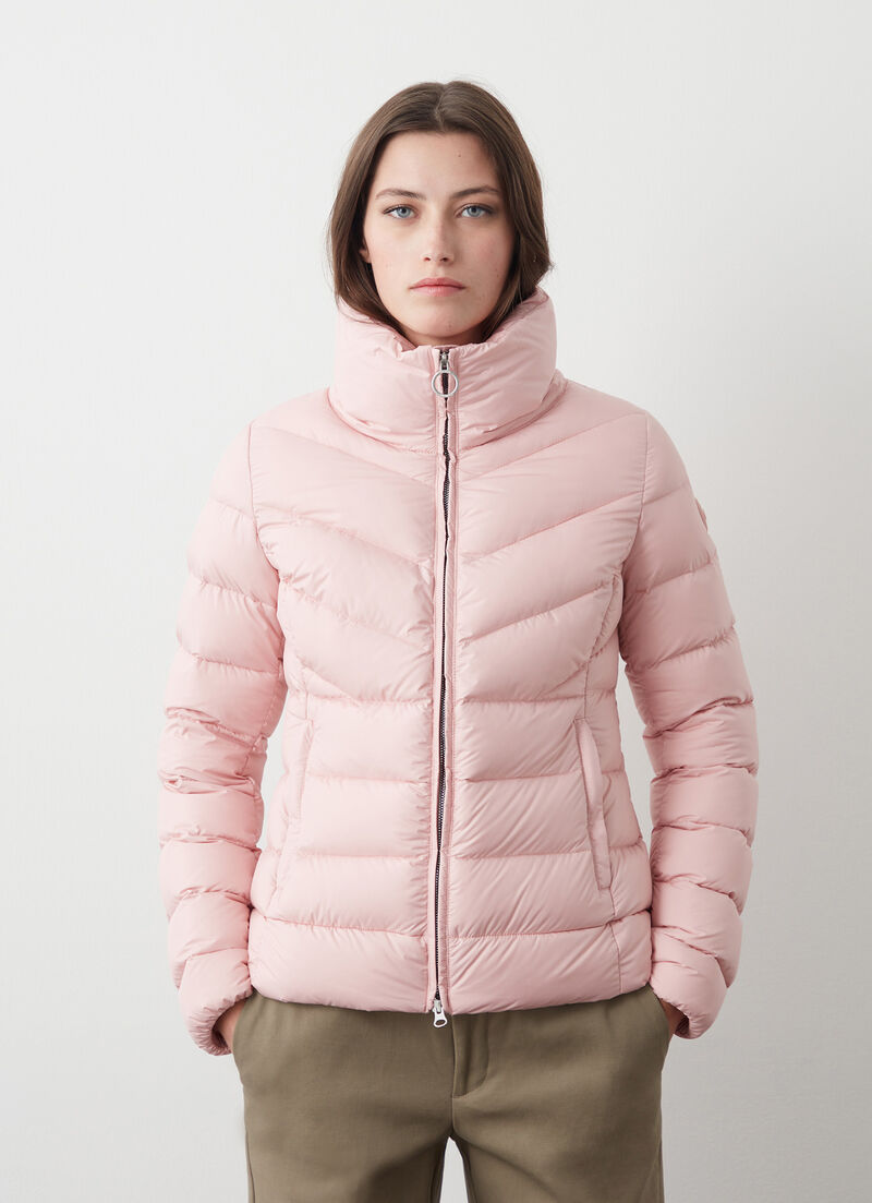 Mate fabric down jacket with high collar