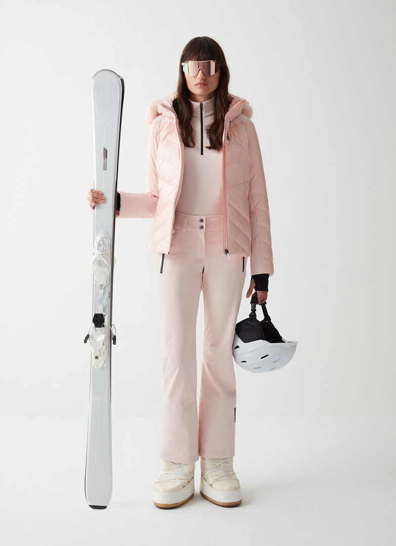 Extra-warm shiny down ski jacket