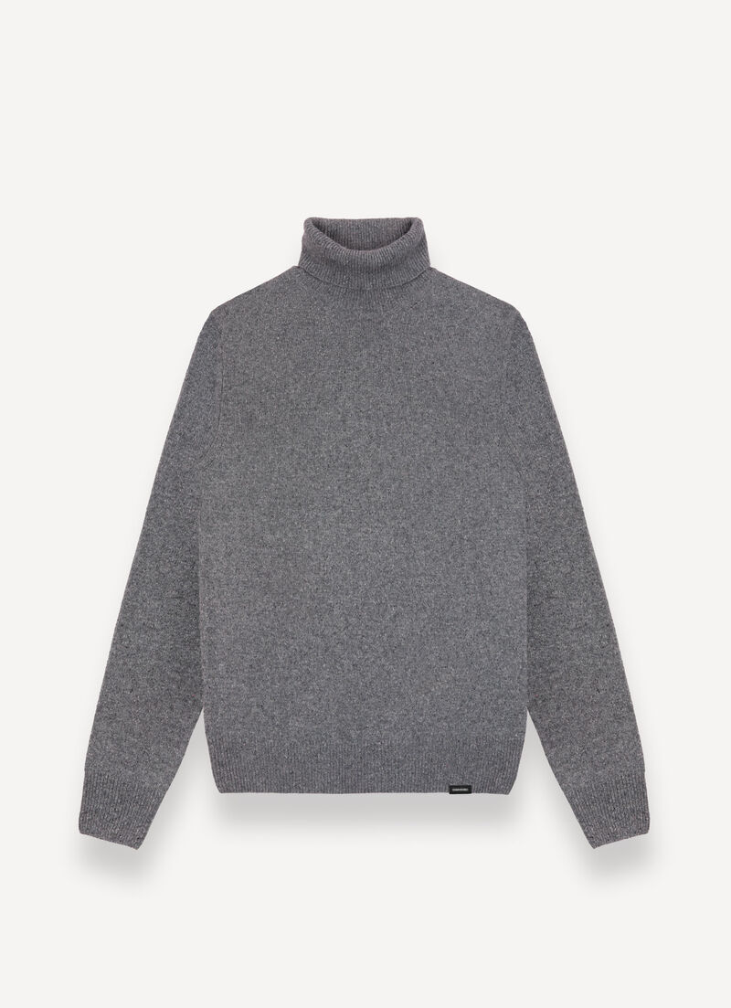 Melange polo-neck jumper