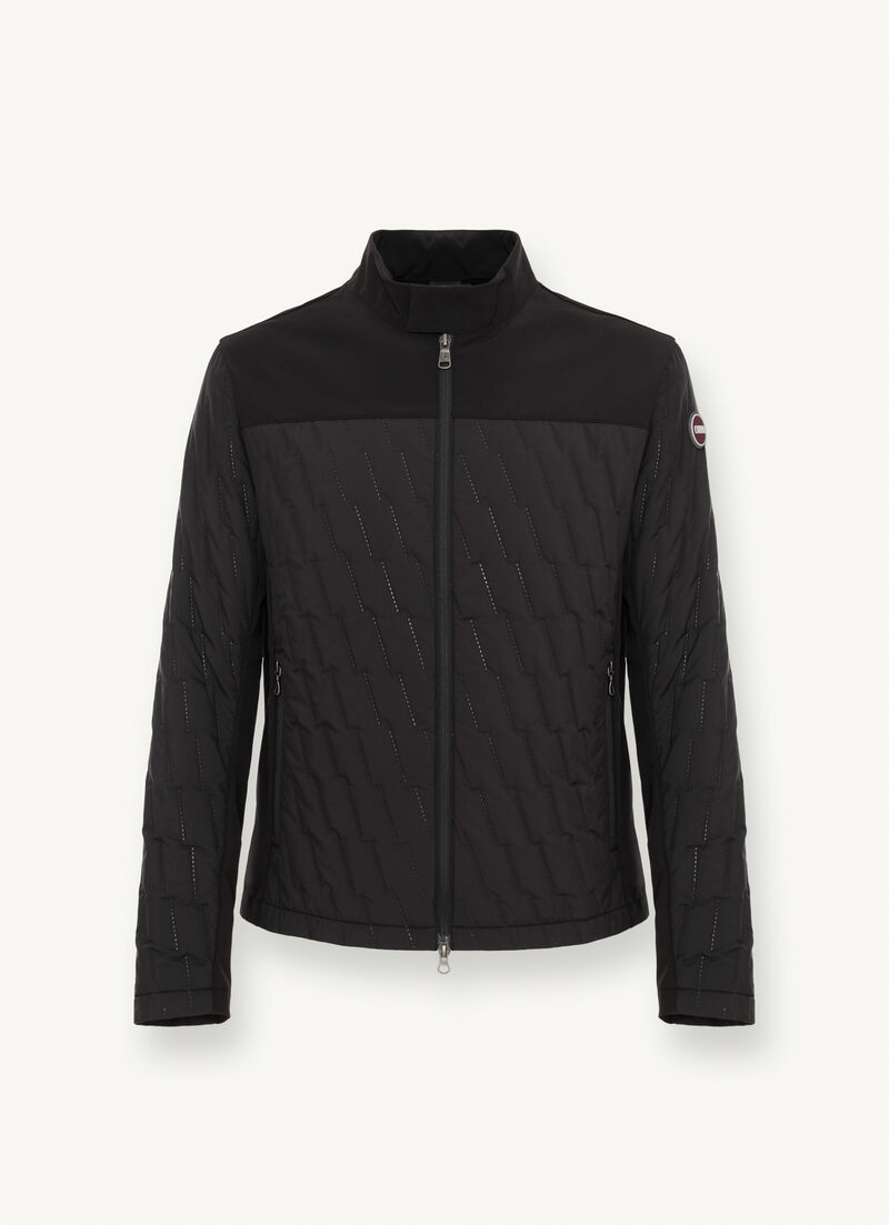 Padded biker jacket with ultrasonic stitching