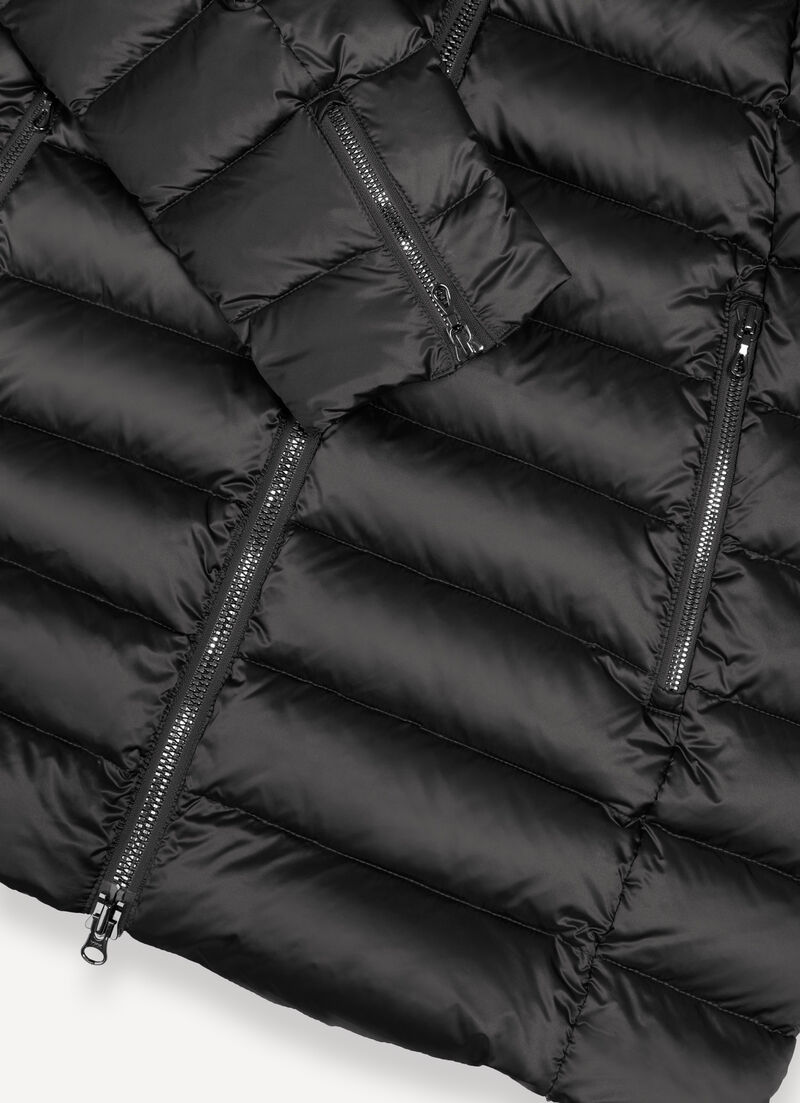 Hooded A-line down jacket