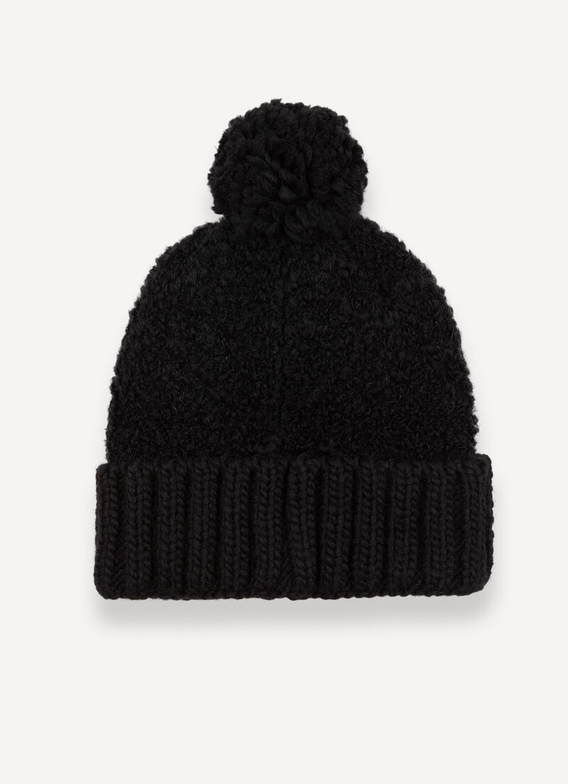 Women’s bouclé hat with pom-pom