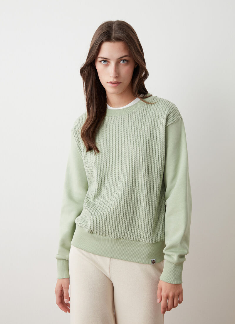 Cable-knit crew-neck sweatshirt