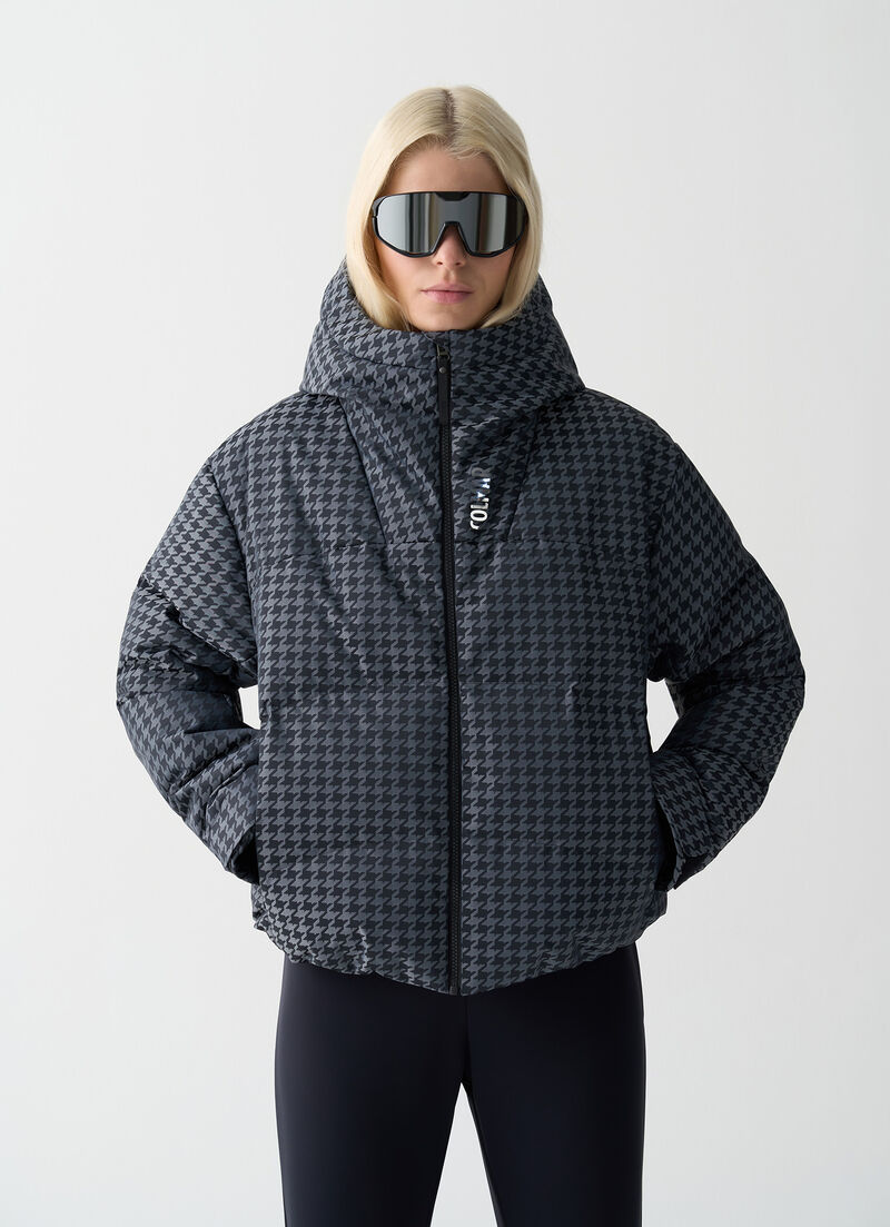 Houndstooth padded ski jacket