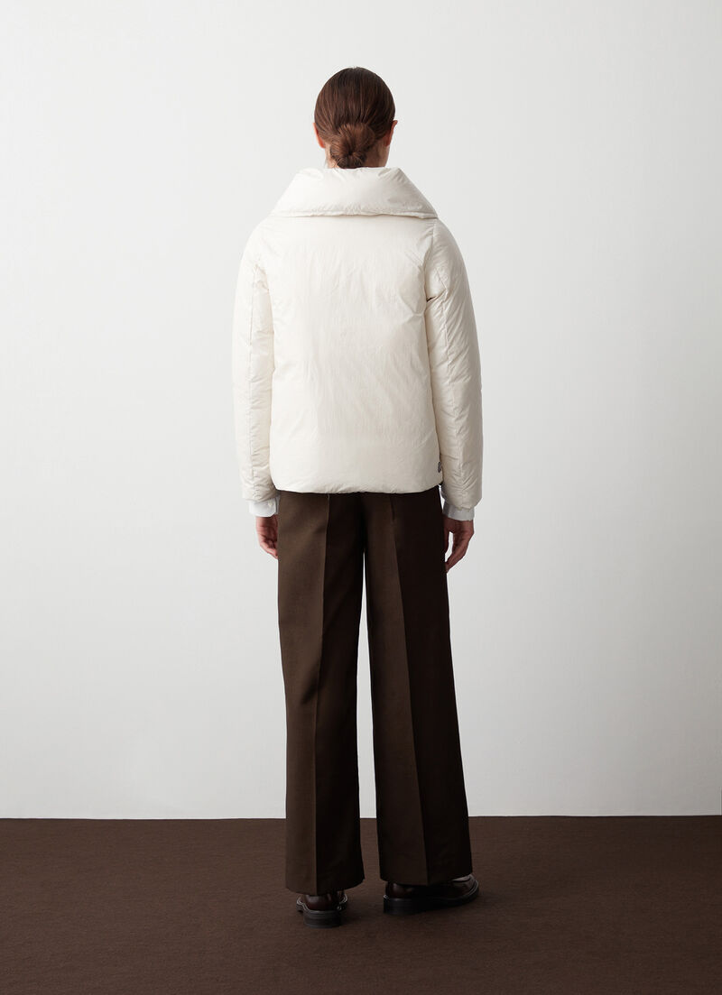 Marbled-effect down jacket with maxi-collar