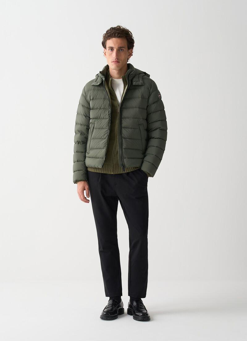 Down jacket with detachable hood