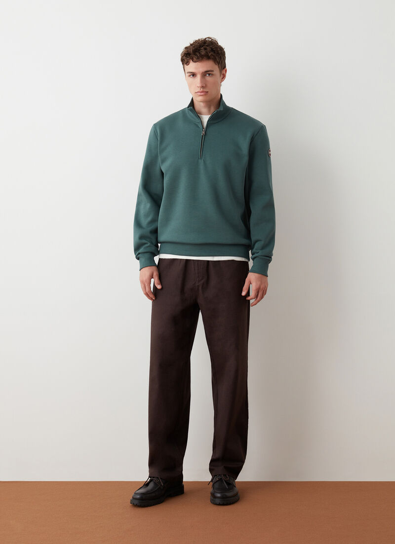 High-neck sweatshirt with half-zip