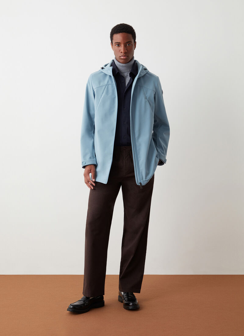 Long waterproof autumn-weight softshell jacket