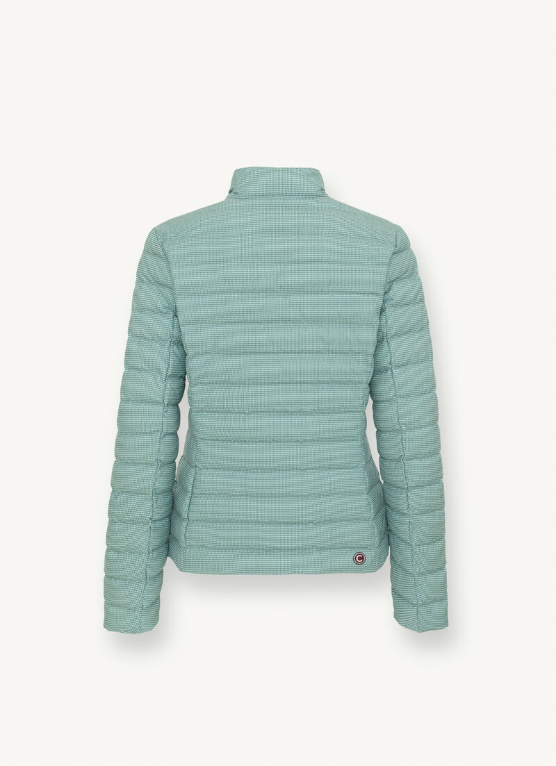 Vichy-print jacket with stand-up collar