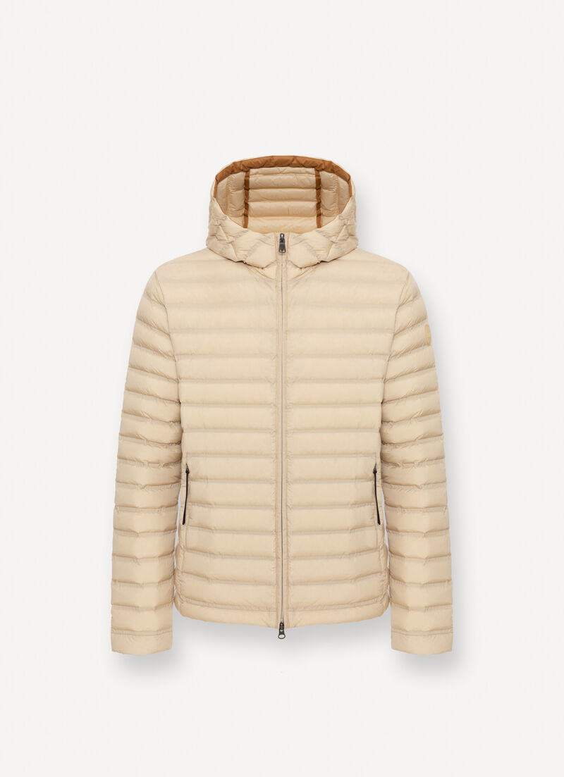 Seamless down jacket with hood