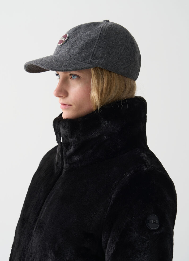 Reversible faux fur down jacket