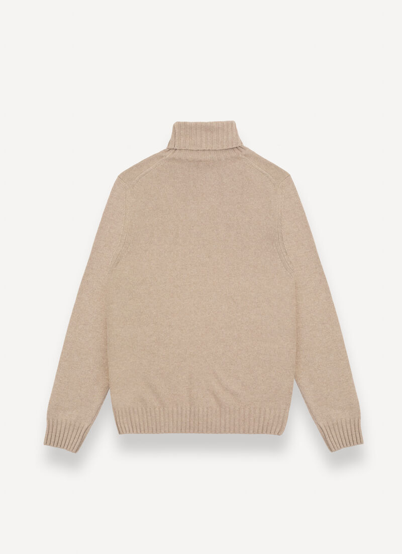 Branded wool polo-neck pullover