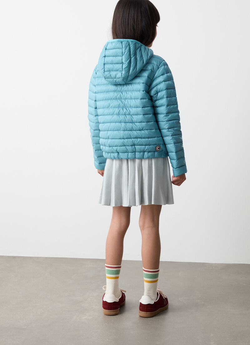 Down jacket with elasticated hem