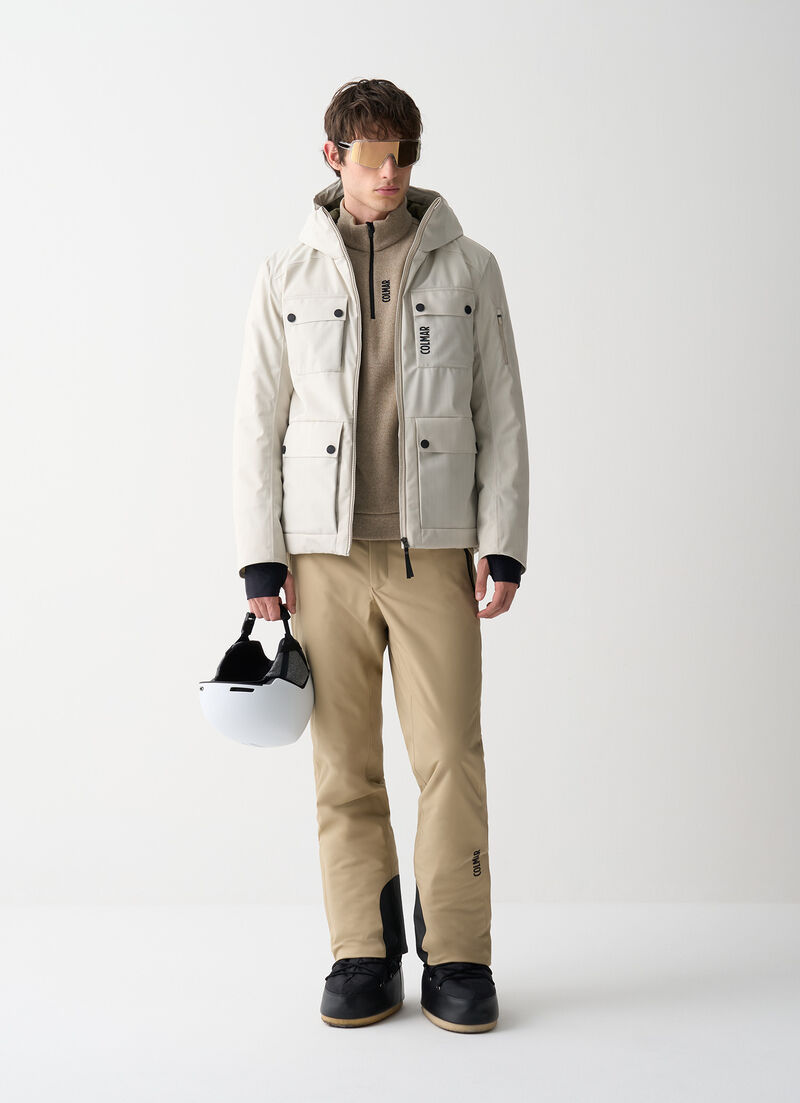 Pinstripe fabric ski jacket