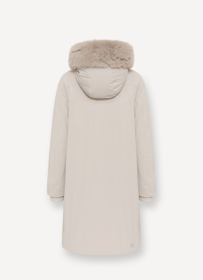 Long waterproof down jacket with fur