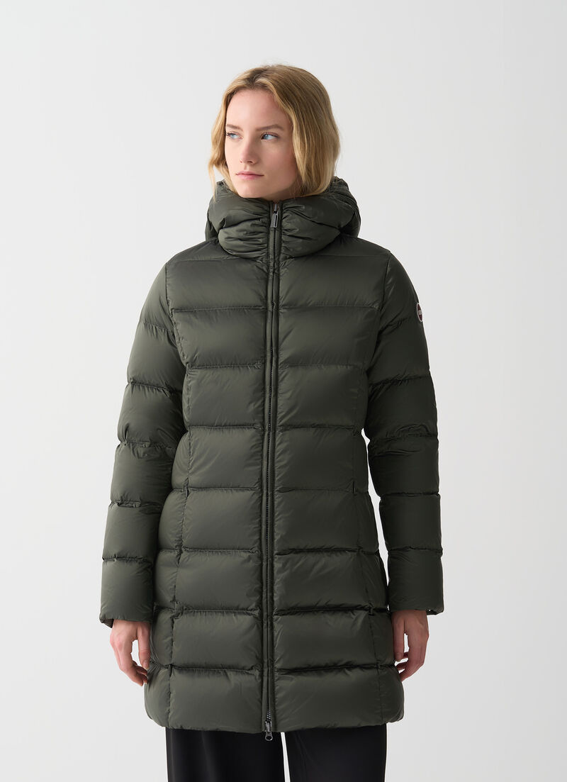 Long down jacket with hood