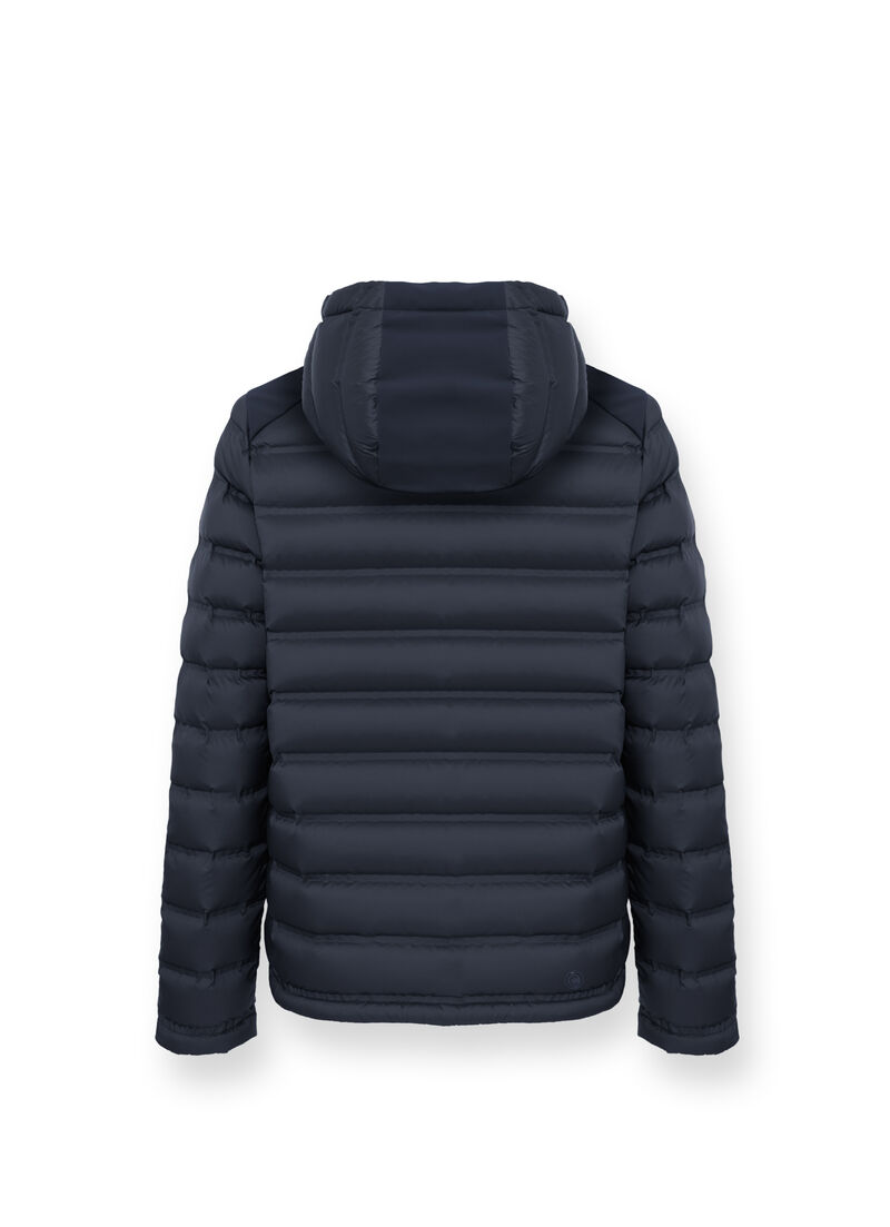 Seamless quilted down jacket with smooth inserts