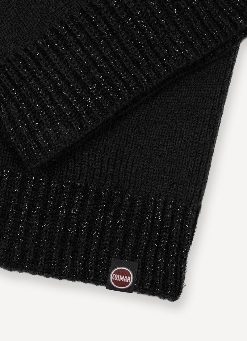 Neck warmer with lurex rib knit