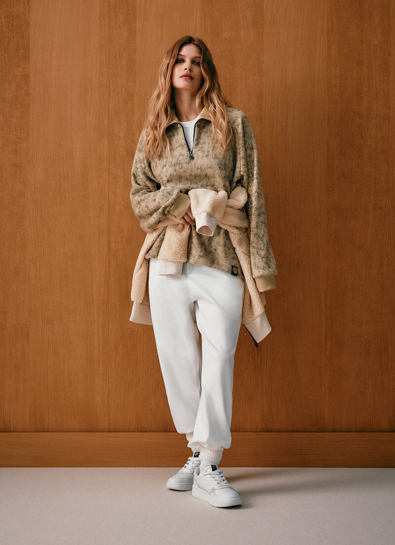 Half-zip jacquard knit sweatshirt