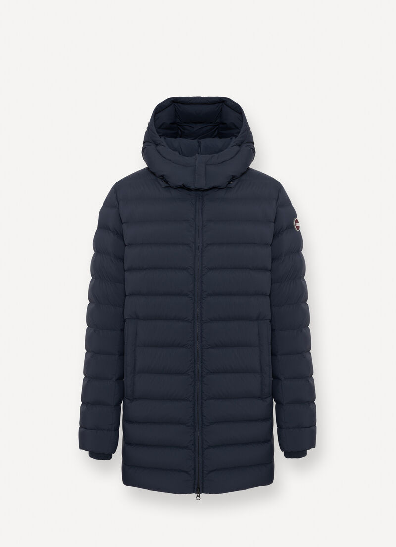 Quilted down jacket with side slits