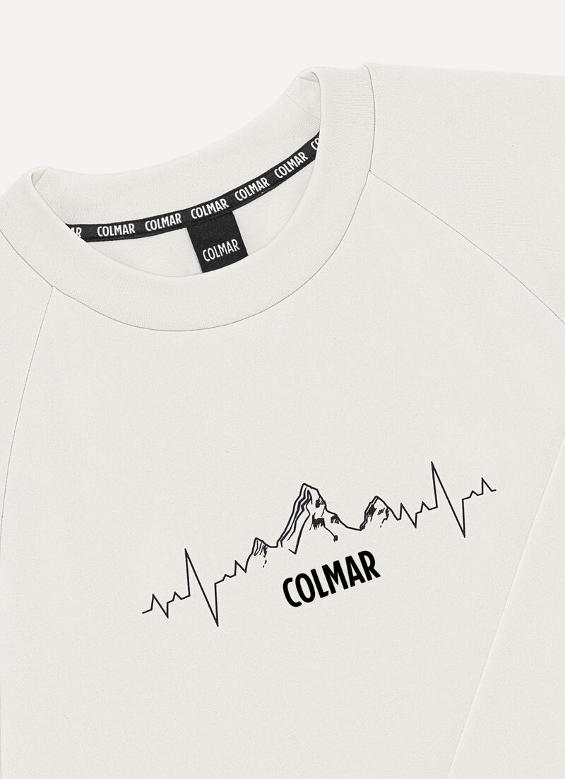 Printed crew-neck stretch ski fleece