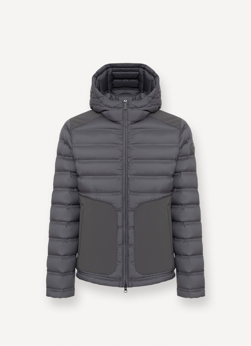 Seamless quilted down jacket with smooth inserts