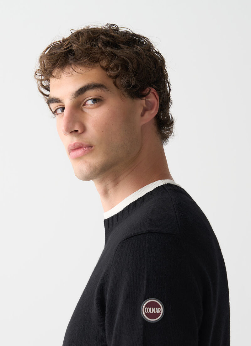 Branded wool pullover