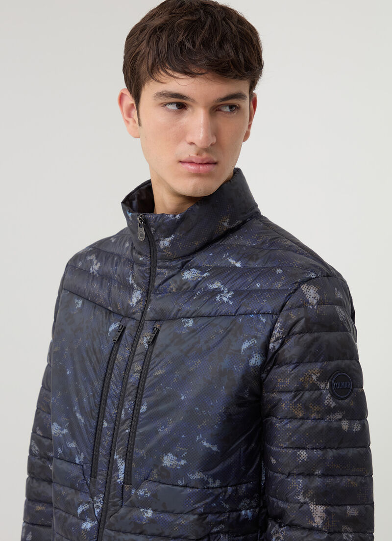 Pixelated camouflage down jacket