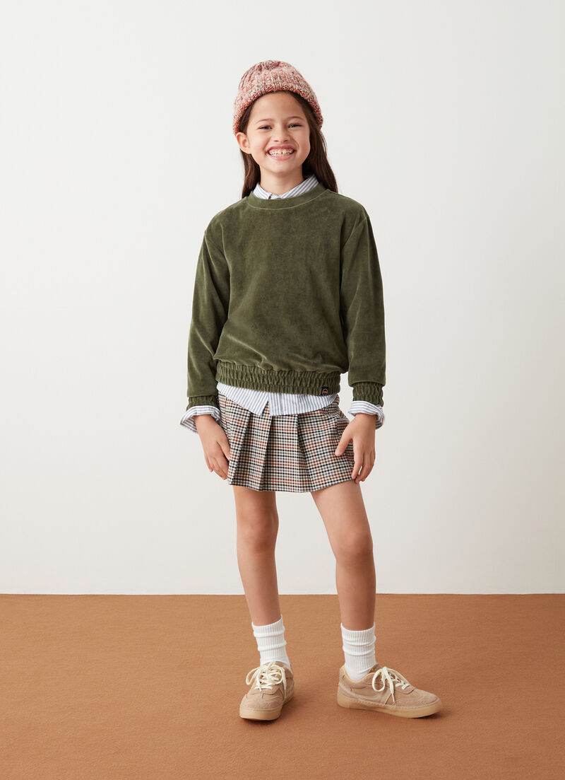 Velvet sweatshirt with stretch band