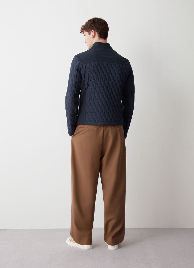 Padded biker jacket with ultrasonic stitching