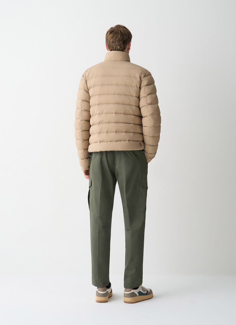 Down jacket with padded collar