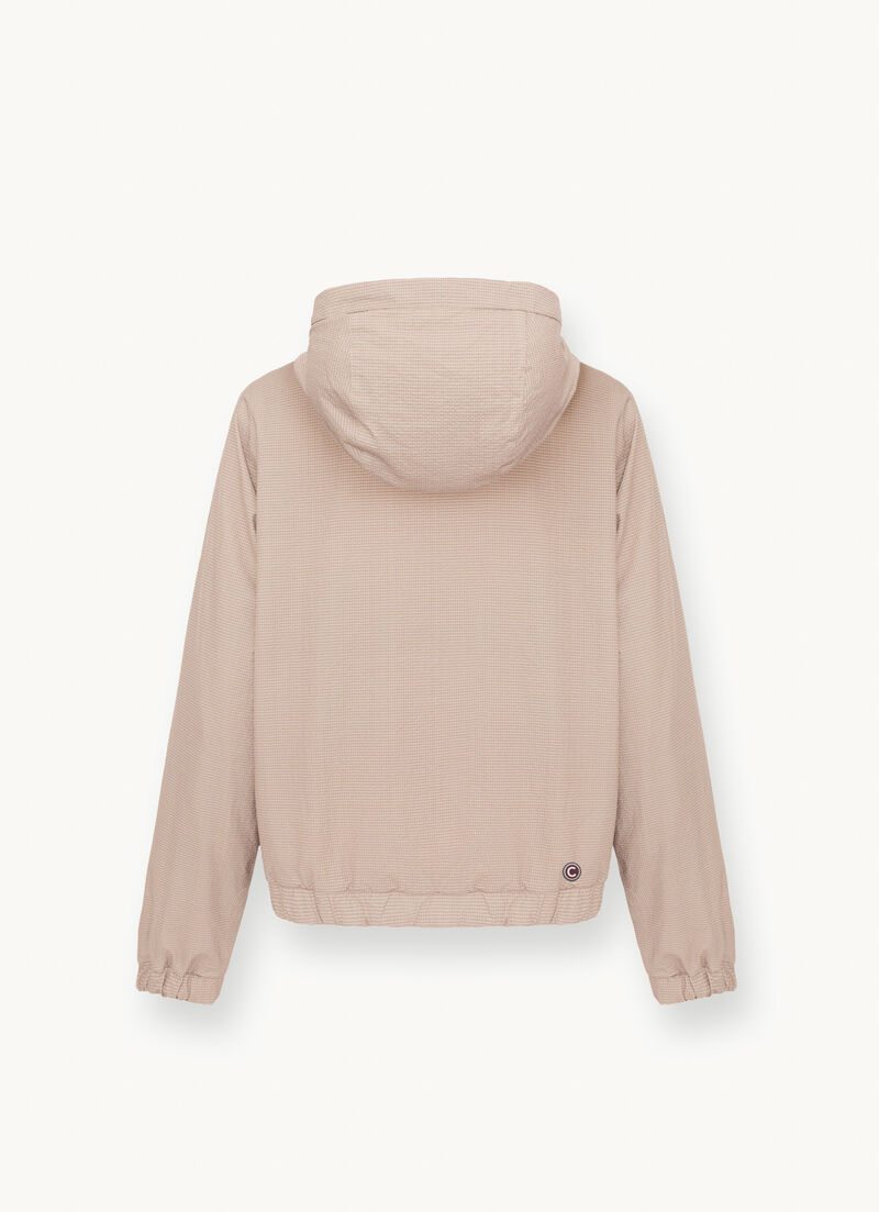 Hooded seersucker-effect jacket