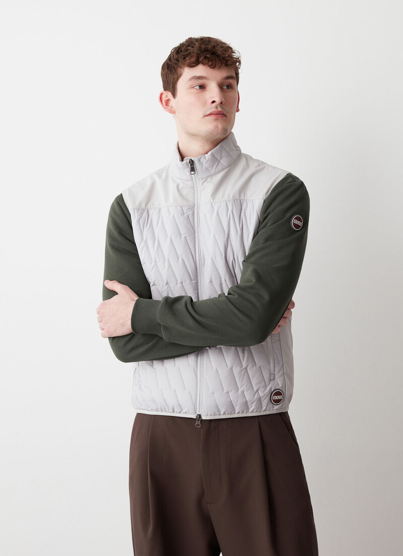 Quilted gilet with softshell inserts